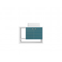 Manhattan Comfort 241BMC63 Liberty Floating 31.49 Bathroom Vanity with Sink and 2 Shelves in White and Aqua Blue